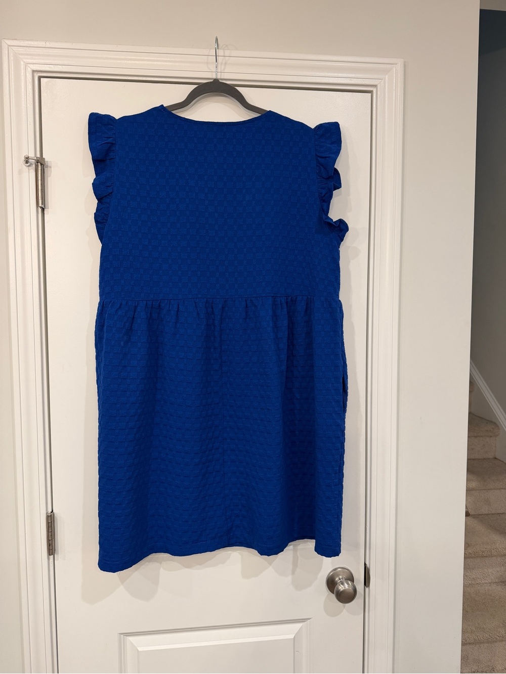 Umgee Cobalt Blue Ruffle Sleeve V-Neck Mini Dress - Picture 5 of 5